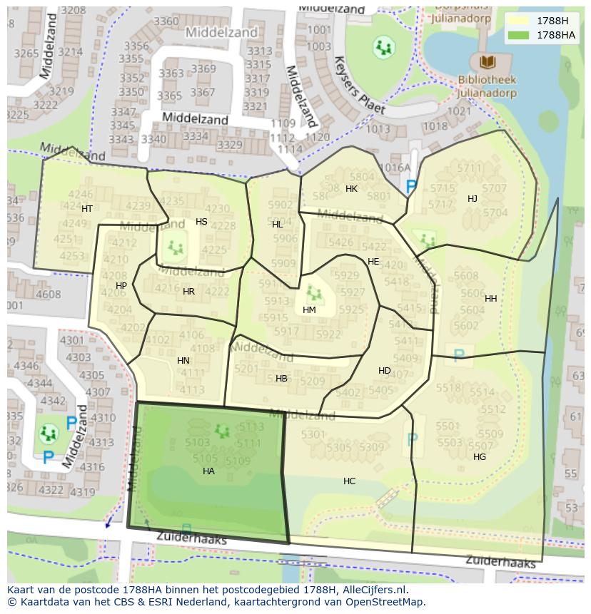 Afbeelding van het postcodegebied 1788 HA op de kaart.
