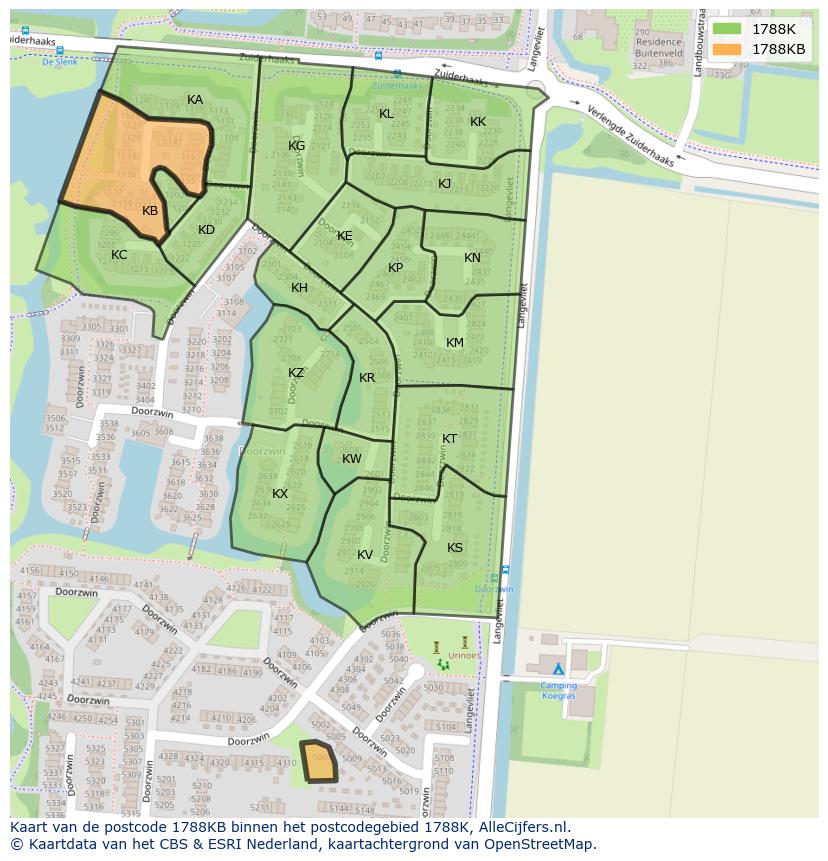 Afbeelding van het postcodegebied 1788 KB op de kaart.