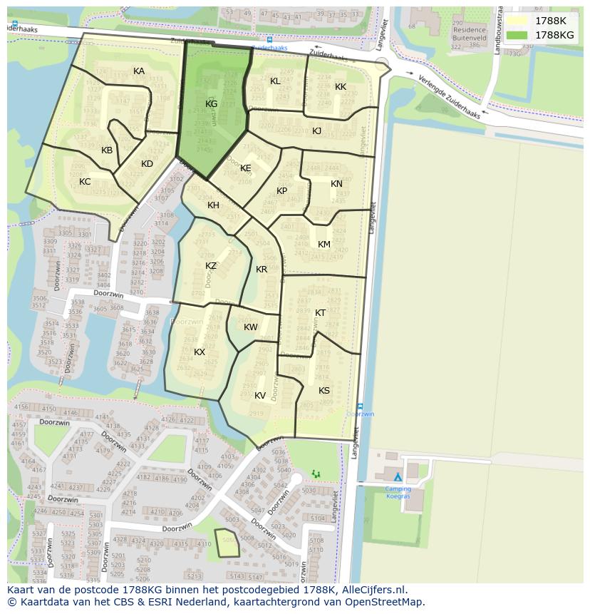 Afbeelding van het postcodegebied 1788 KG op de kaart.