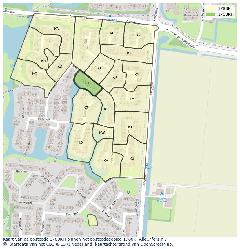 Afbeelding van het postcodegebied 1788 KH op de kaart.