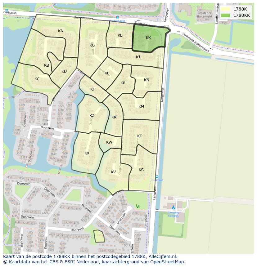 Afbeelding van het postcodegebied 1788 KK op de kaart.