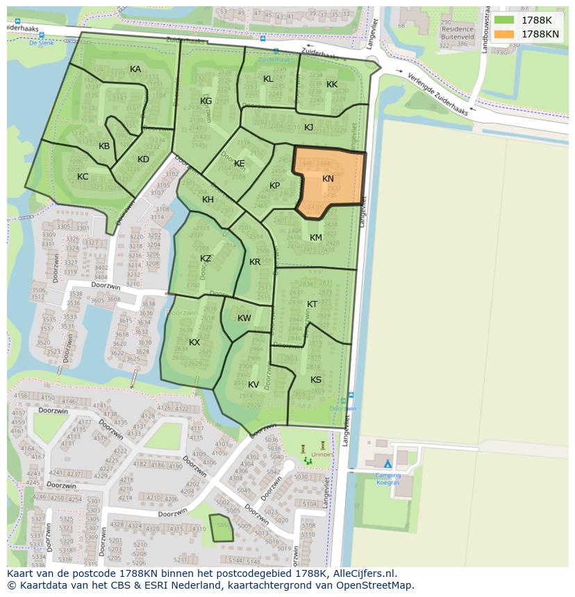 Afbeelding van het postcodegebied 1788 KN op de kaart.