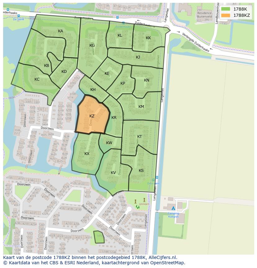 Afbeelding van het postcodegebied 1788 KZ op de kaart.