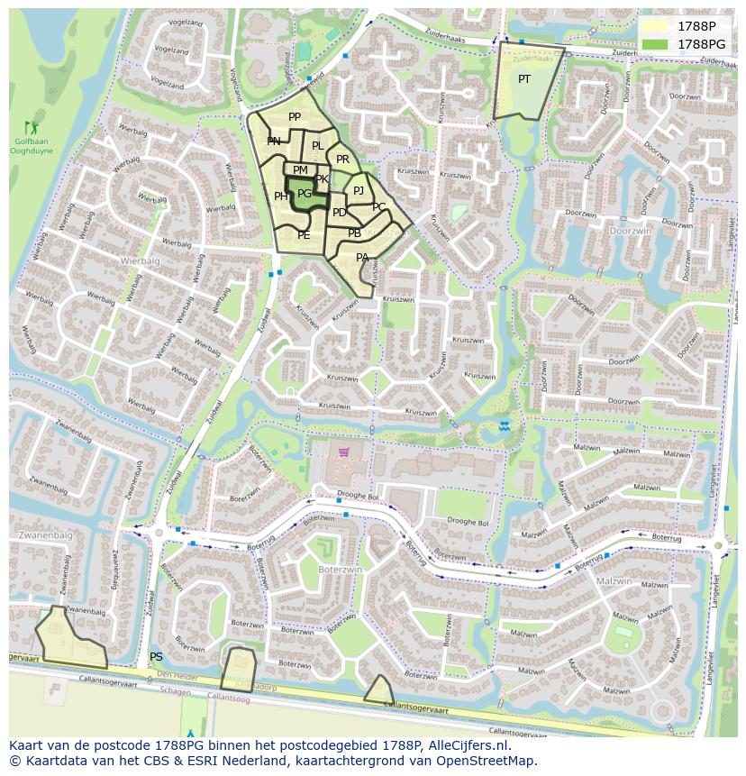 Afbeelding van het postcodegebied 1788 PG op de kaart.