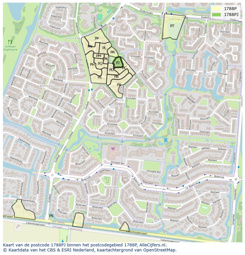 Afbeelding van het postcodegebied 1788 PJ op de kaart.