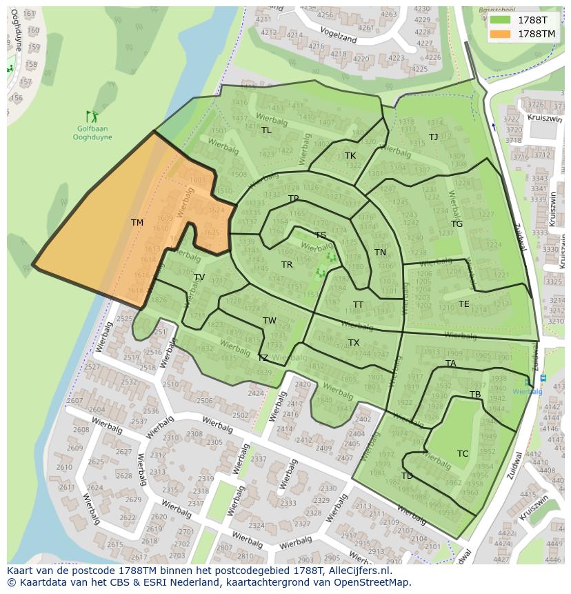 Afbeelding van het postcodegebied 1788 TM op de kaart.