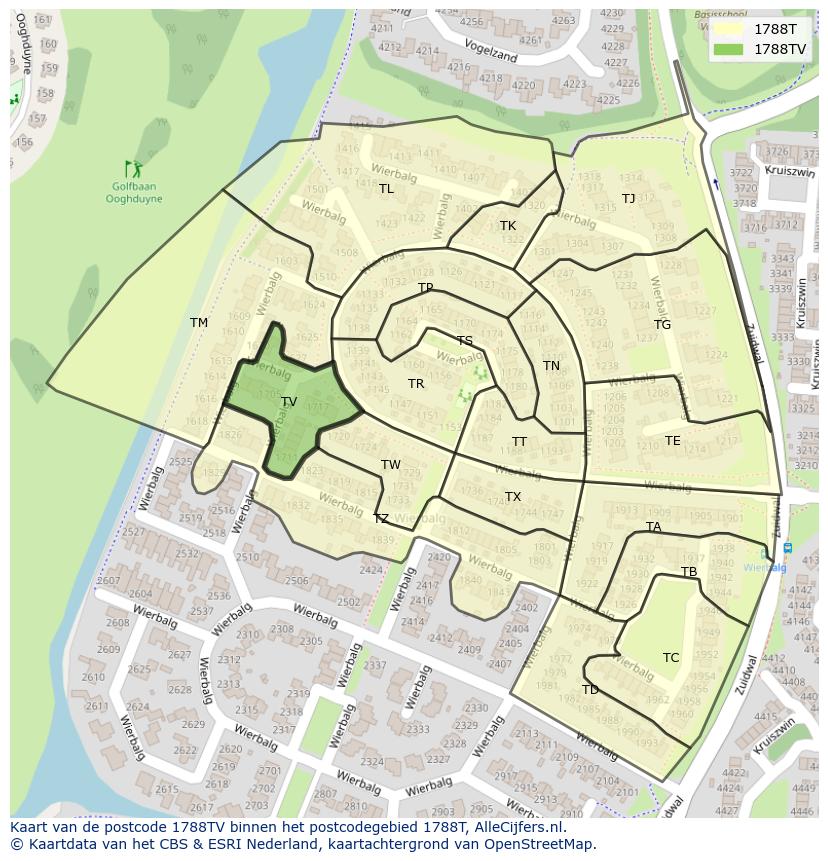Afbeelding van het postcodegebied 1788 TV op de kaart.