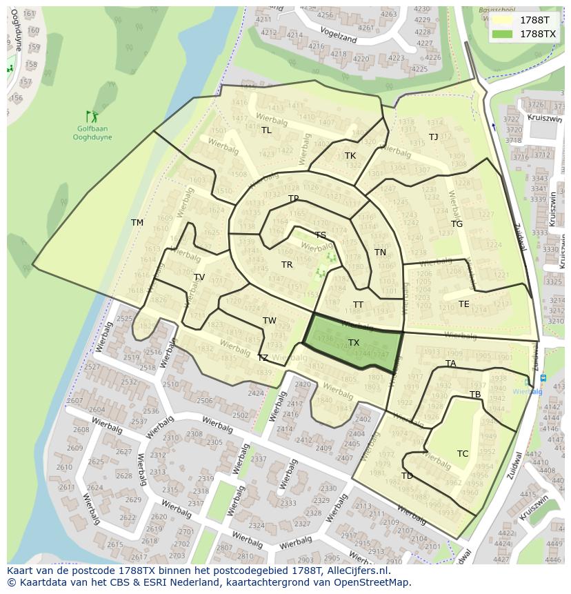 Afbeelding van het postcodegebied 1788 TX op de kaart.