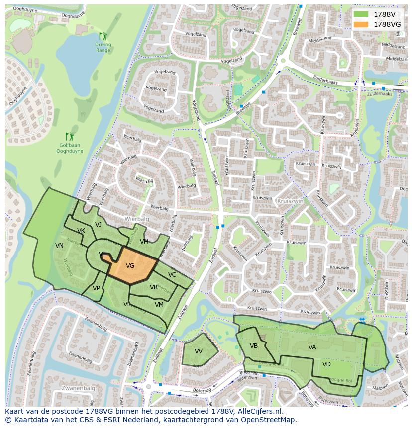 Afbeelding van het postcodegebied 1788 VG op de kaart.