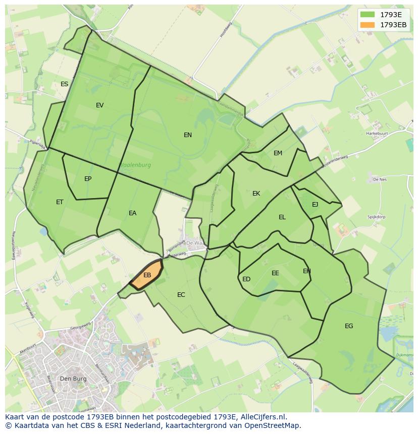 Afbeelding van het postcodegebied 1793 EB op de kaart.