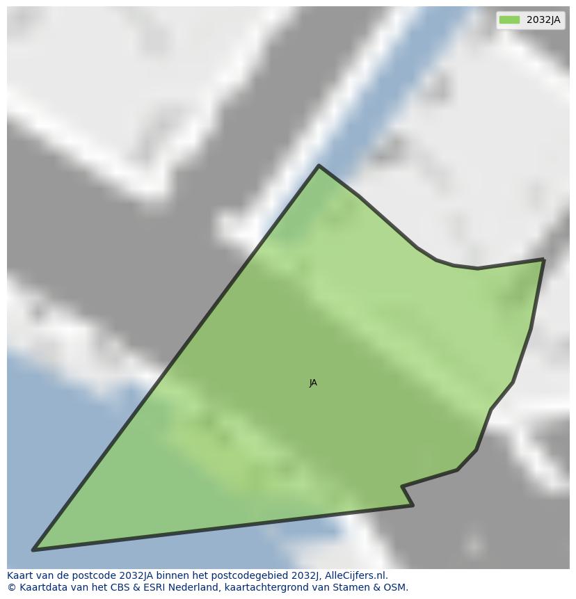 Afbeelding van het postcodegebied 2032 JA op de kaart.