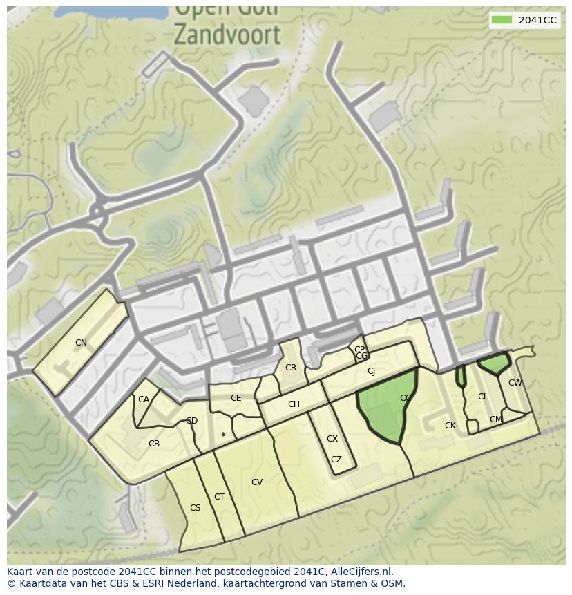 Afbeelding van het postcodegebied 2041 CC op de kaart.