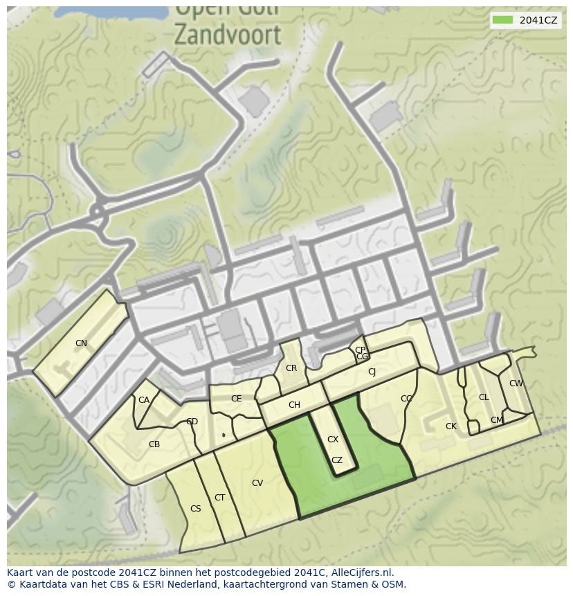 Afbeelding van het postcodegebied 2041 CZ op de kaart.