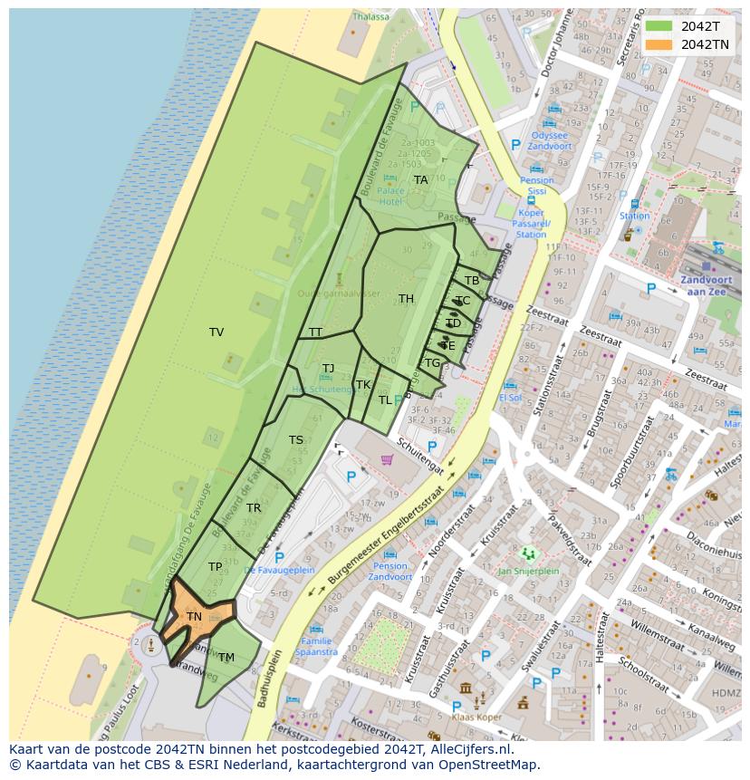 Afbeelding van het postcodegebied 2042 TN op de kaart.
