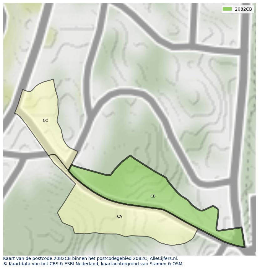 Afbeelding van het postcodegebied 2082 CB op de kaart.