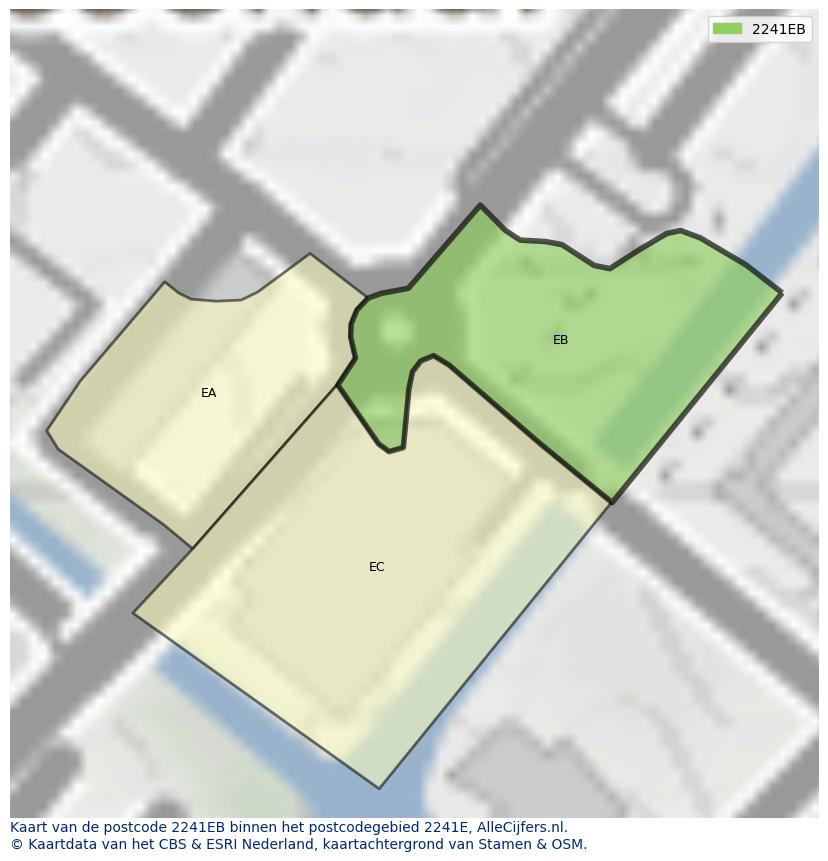 Afbeelding van het postcodegebied 2241 EB op de kaart.