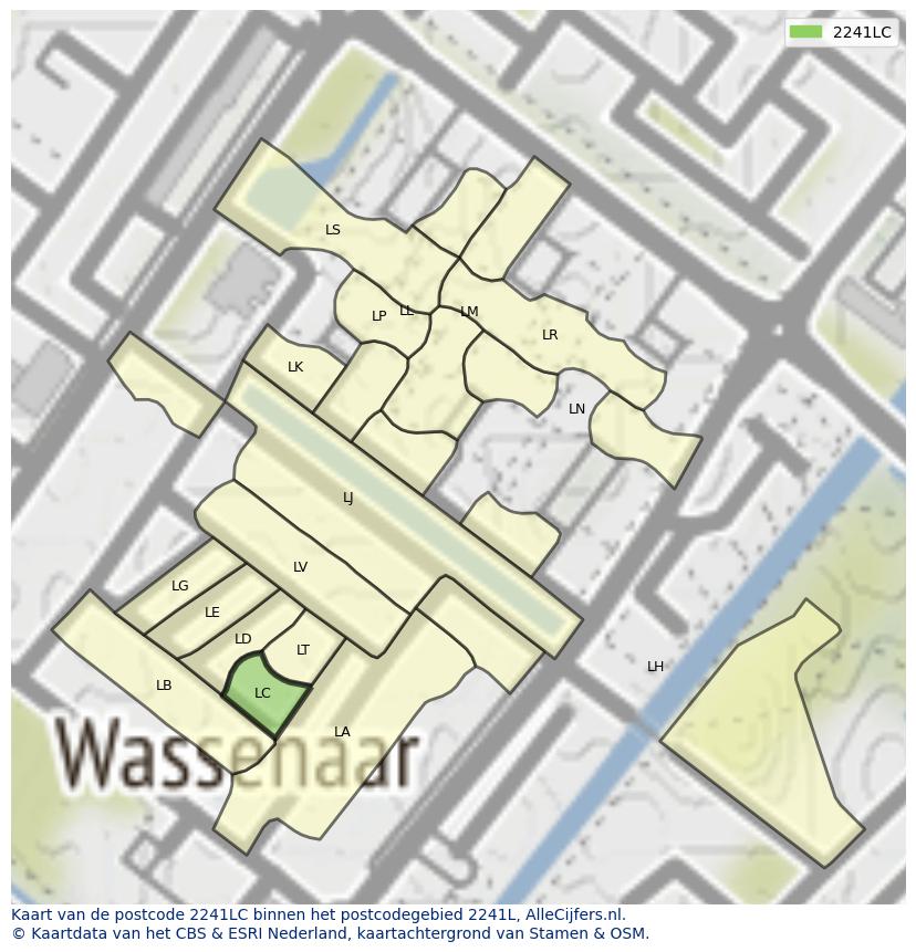 Afbeelding van het postcodegebied 2241 LC op de kaart.