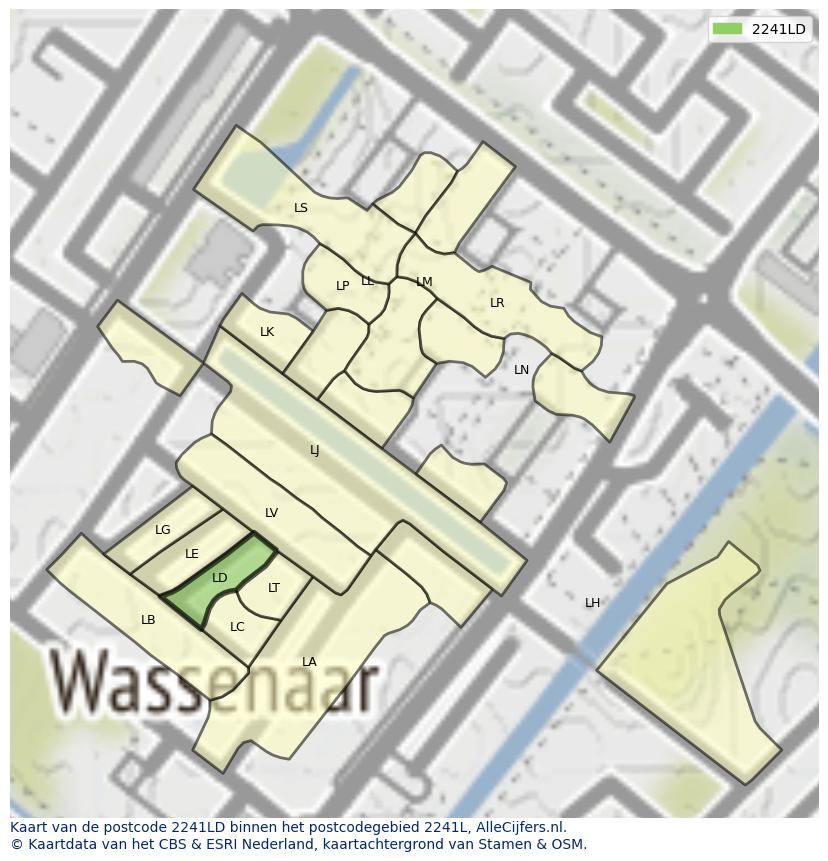 Afbeelding van het postcodegebied 2241 LD op de kaart.