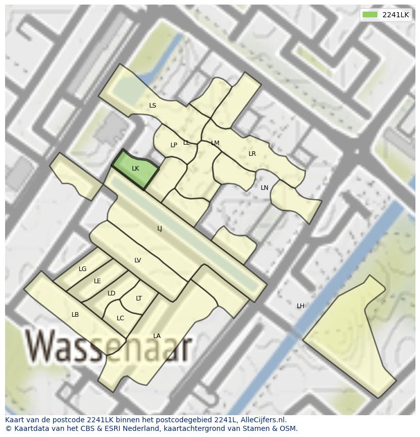 Afbeelding van het postcodegebied 2241 LK op de kaart.