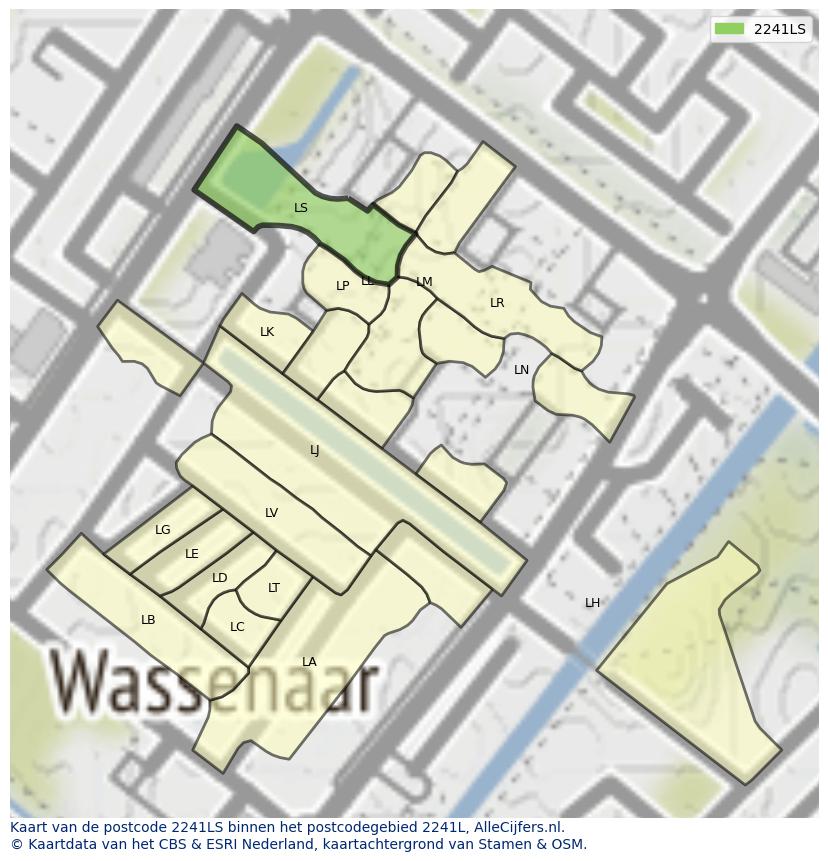 Afbeelding van het postcodegebied 2241 LS op de kaart.