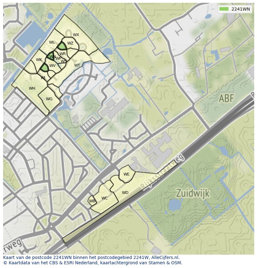 Afbeelding van het postcodegebied 2241 WN op de kaart.