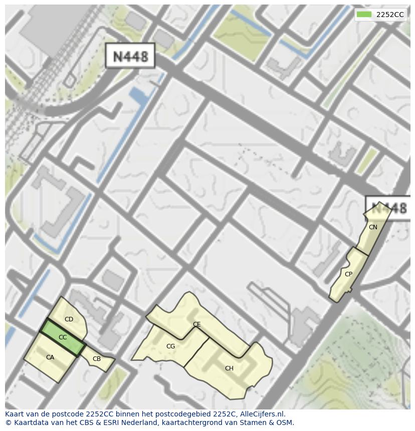 Afbeelding van het postcodegebied 2252 CC op de kaart.
