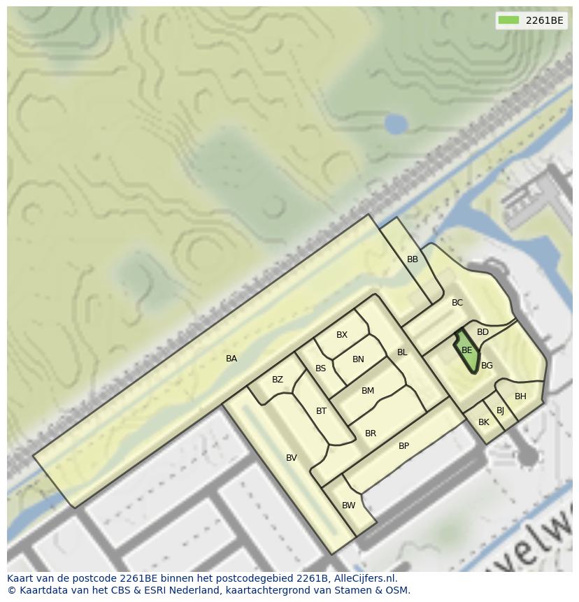Afbeelding van het postcodegebied 2261 BE op de kaart.