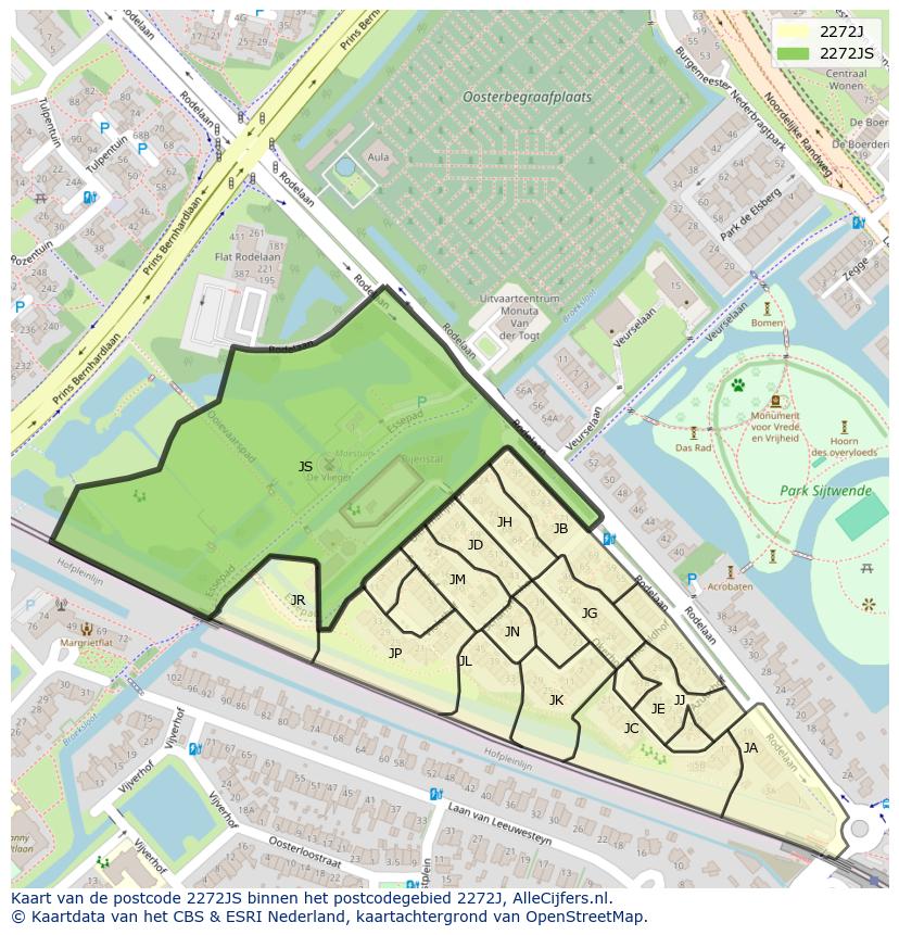 Afbeelding van het postcodegebied 2272 JS op de kaart.