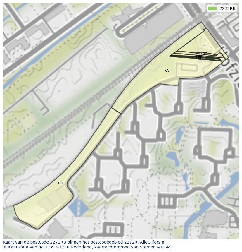 Afbeelding van het postcodegebied 2272 RB op de kaart.