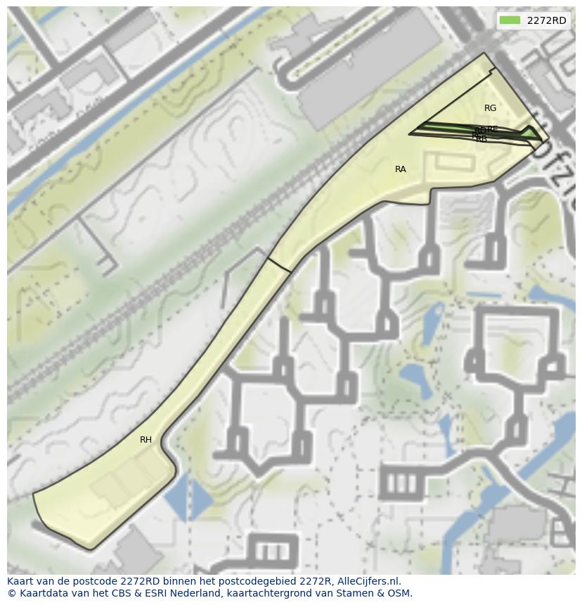 Afbeelding van het postcodegebied 2272 RD op de kaart.