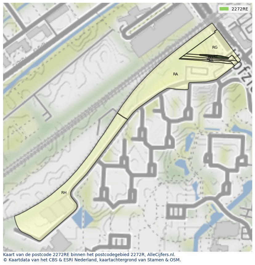 Afbeelding van het postcodegebied 2272 RE op de kaart.