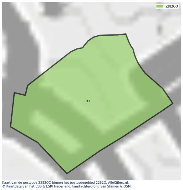 Afbeelding van het postcodegebied 2282 OO op de kaart.