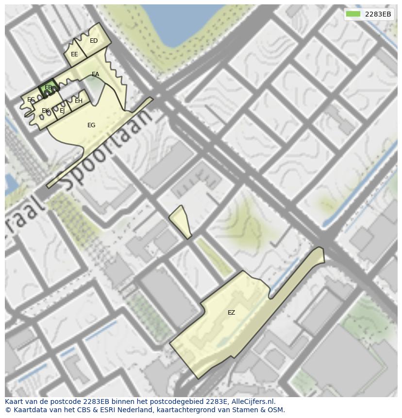 Afbeelding van het postcodegebied 2283 EB op de kaart.