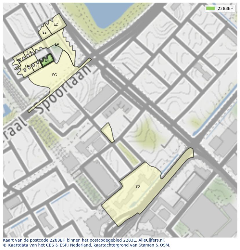 Afbeelding van het postcodegebied 2283 EH op de kaart.