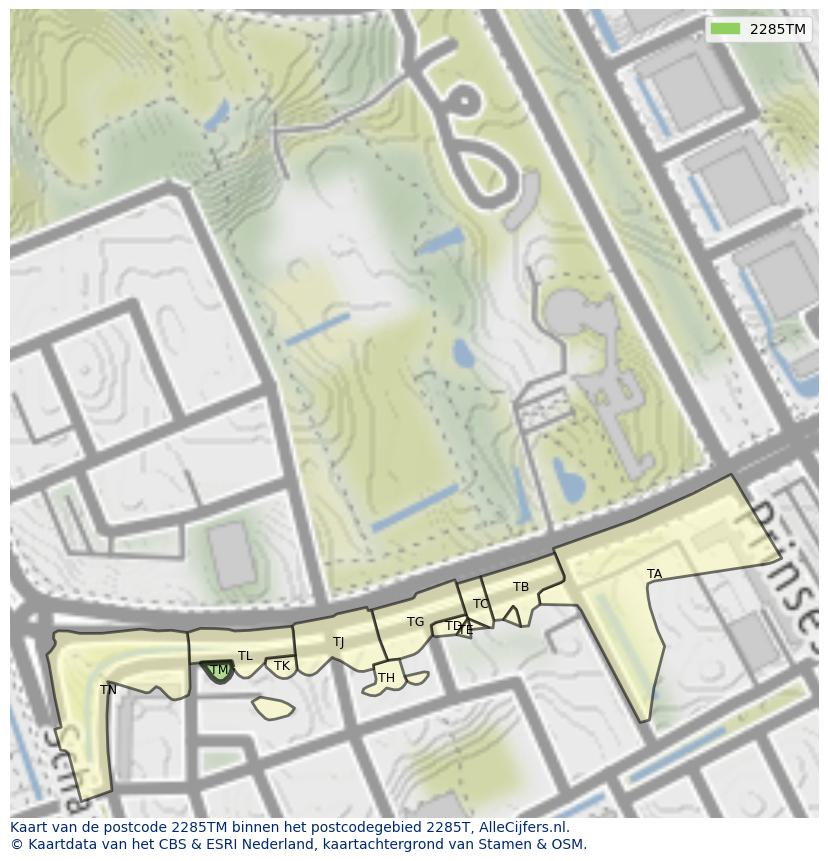 Afbeelding van het postcodegebied 2285 TM op de kaart.
