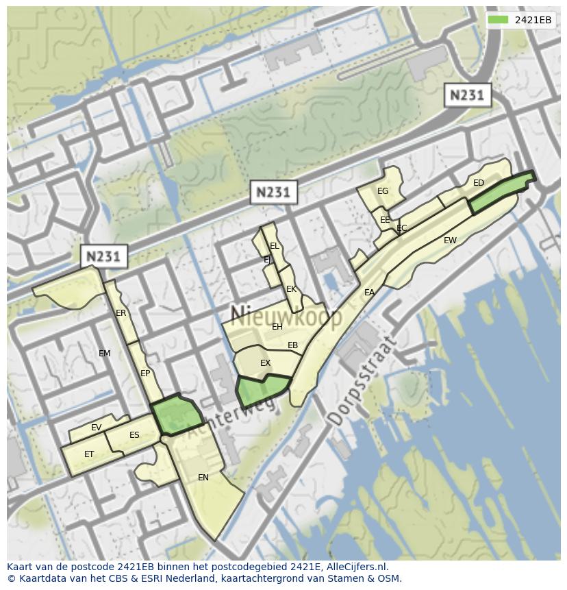 Afbeelding van het postcodegebied 2421 EB op de kaart.