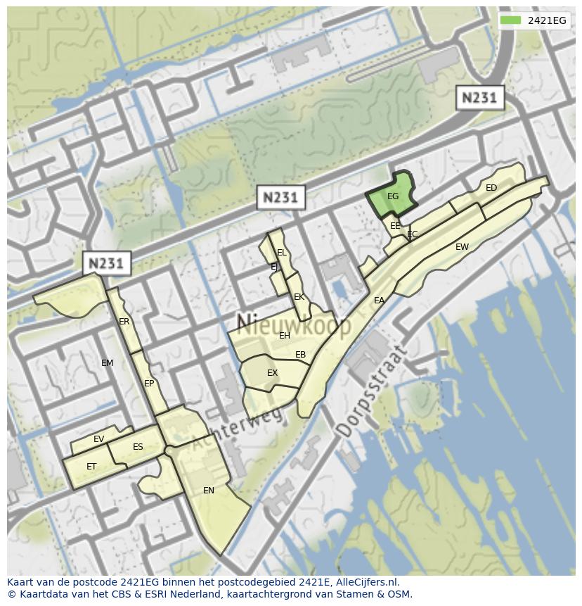 Afbeelding van het postcodegebied 2421 EG op de kaart.