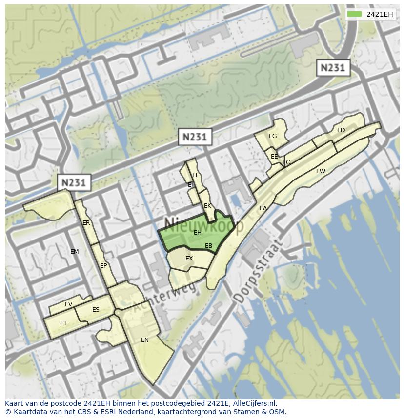 Afbeelding van het postcodegebied 2421 EH op de kaart.