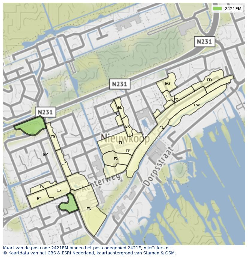 Afbeelding van het postcodegebied 2421 EM op de kaart.