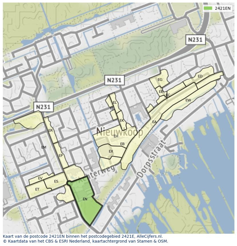 Afbeelding van het postcodegebied 2421 EN op de kaart.