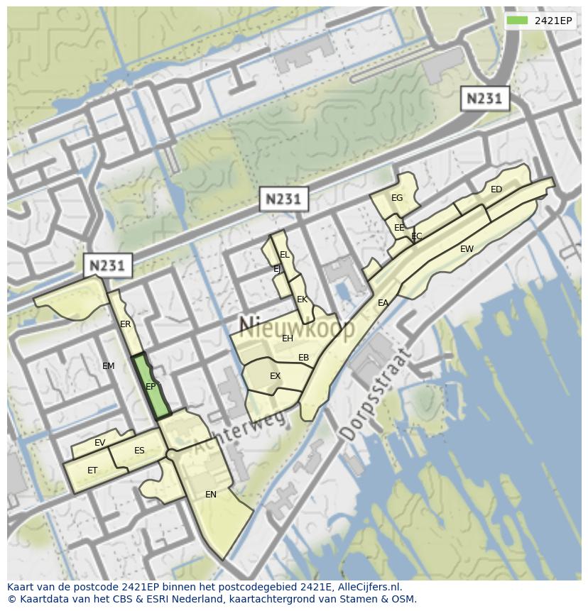 Afbeelding van het postcodegebied 2421 EP op de kaart.