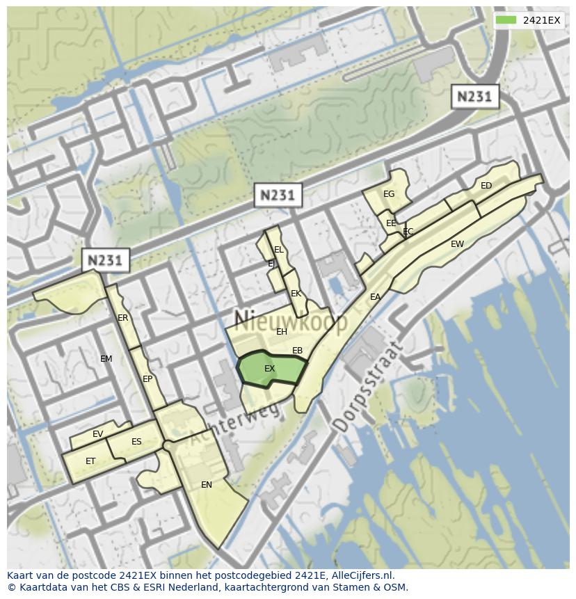 Afbeelding van het postcodegebied 2421 EX op de kaart.