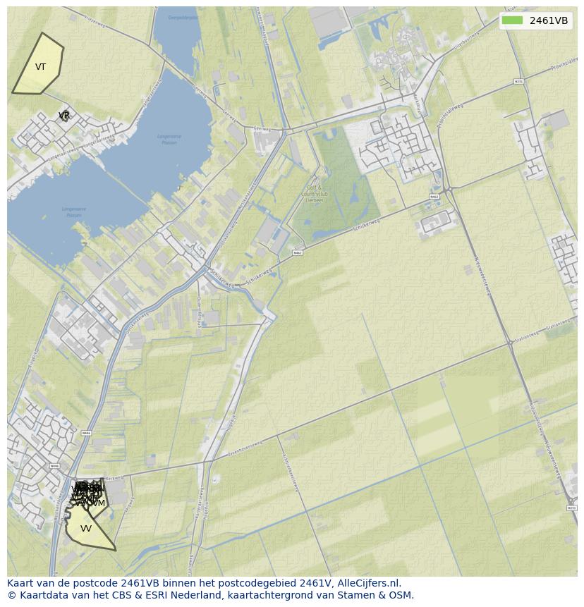 Afbeelding van het postcodegebied 2461 VB op de kaart.