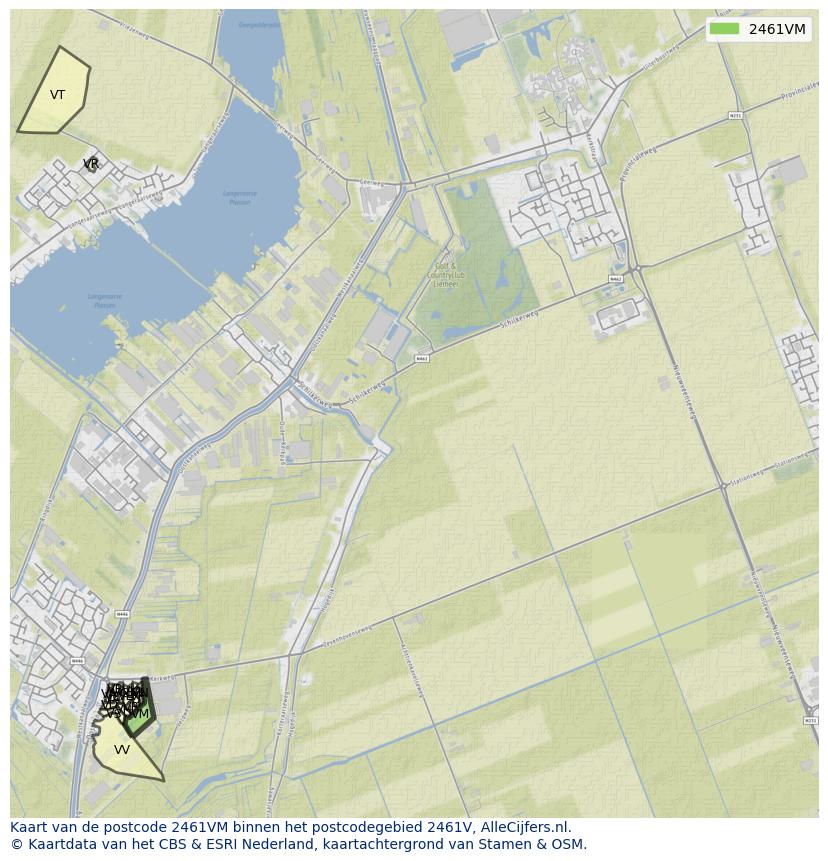 Afbeelding van het postcodegebied 2461 VM op de kaart.