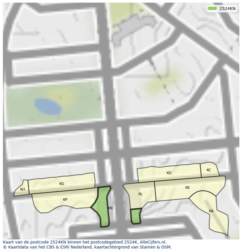 Afbeelding van het postcodegebied 2524 KN op de kaart.