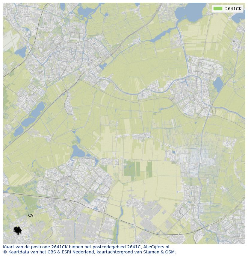 Afbeelding van het postcodegebied 2641 CK op de kaart.