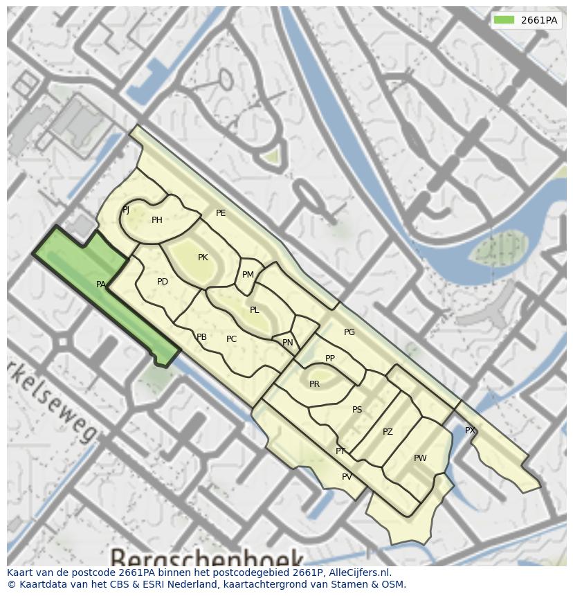 Afbeelding van het postcodegebied 2661 PA op de kaart.