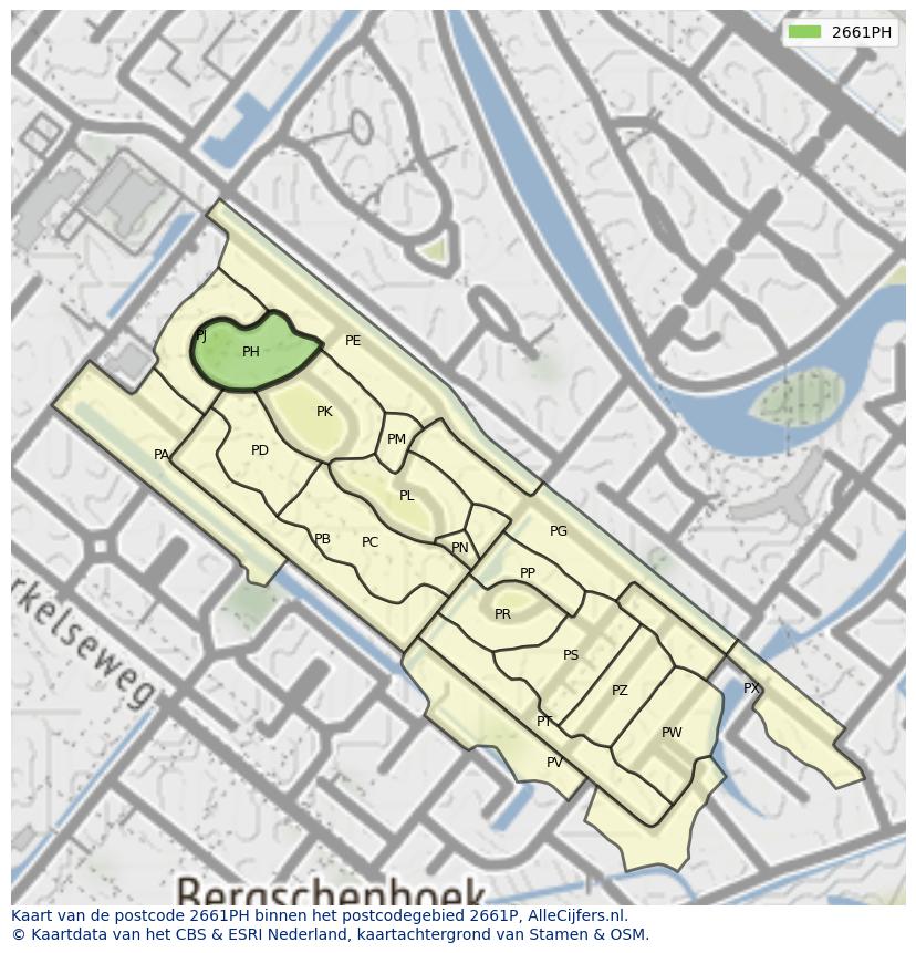 Afbeelding van het postcodegebied 2661 PH op de kaart.