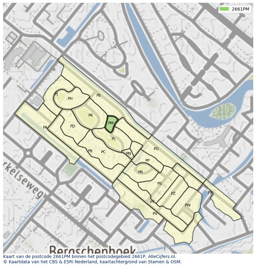 Afbeelding van het postcodegebied 2661 PM op de kaart.