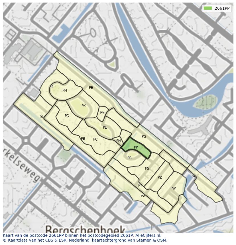 Afbeelding van het postcodegebied 2661 PP op de kaart.